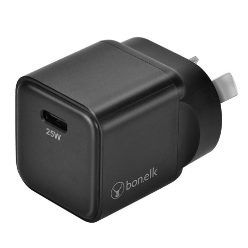 Bonelk 25W PD USB-C Wall Charger + Easy Grip Cable -  Black - Digital3d.com.au